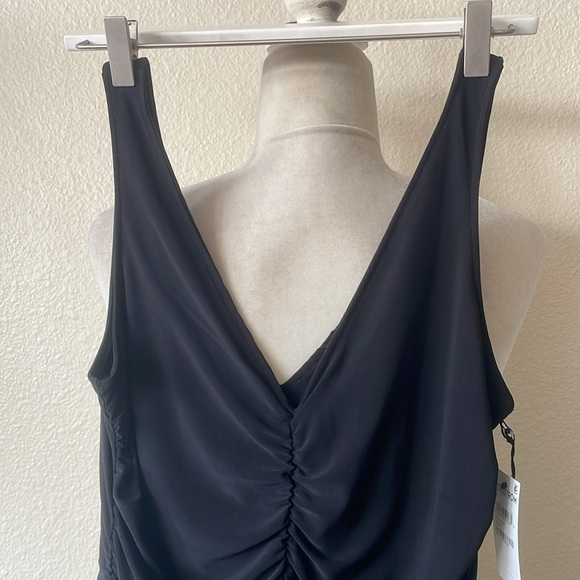 LEITH Ruched V-neck‎ Sleeveless Thong Bodysuit In Black M - Picture 3 of 8